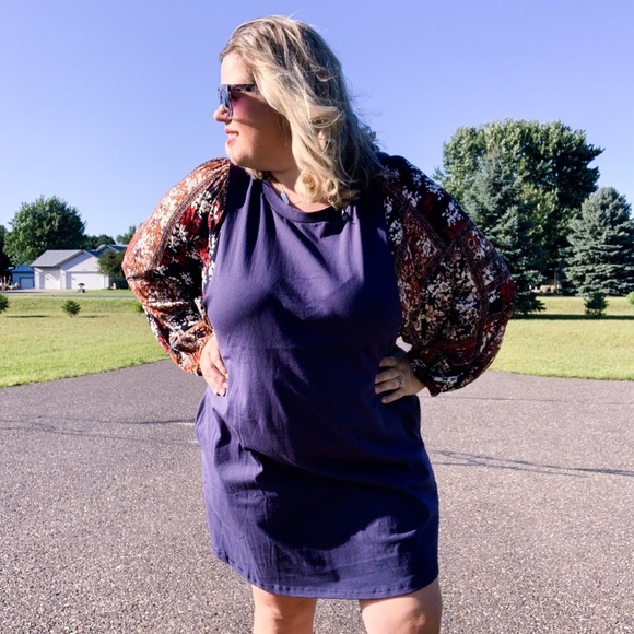 NWT Dolman Sleeve Pullover Dress Blue with Pockets - Picture 3 of 7